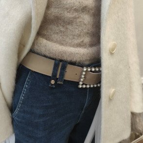 Ceinture reversible femme Taupe / Noir