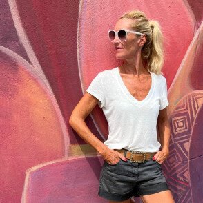 Ceinture reversible femme Camel / Blanc