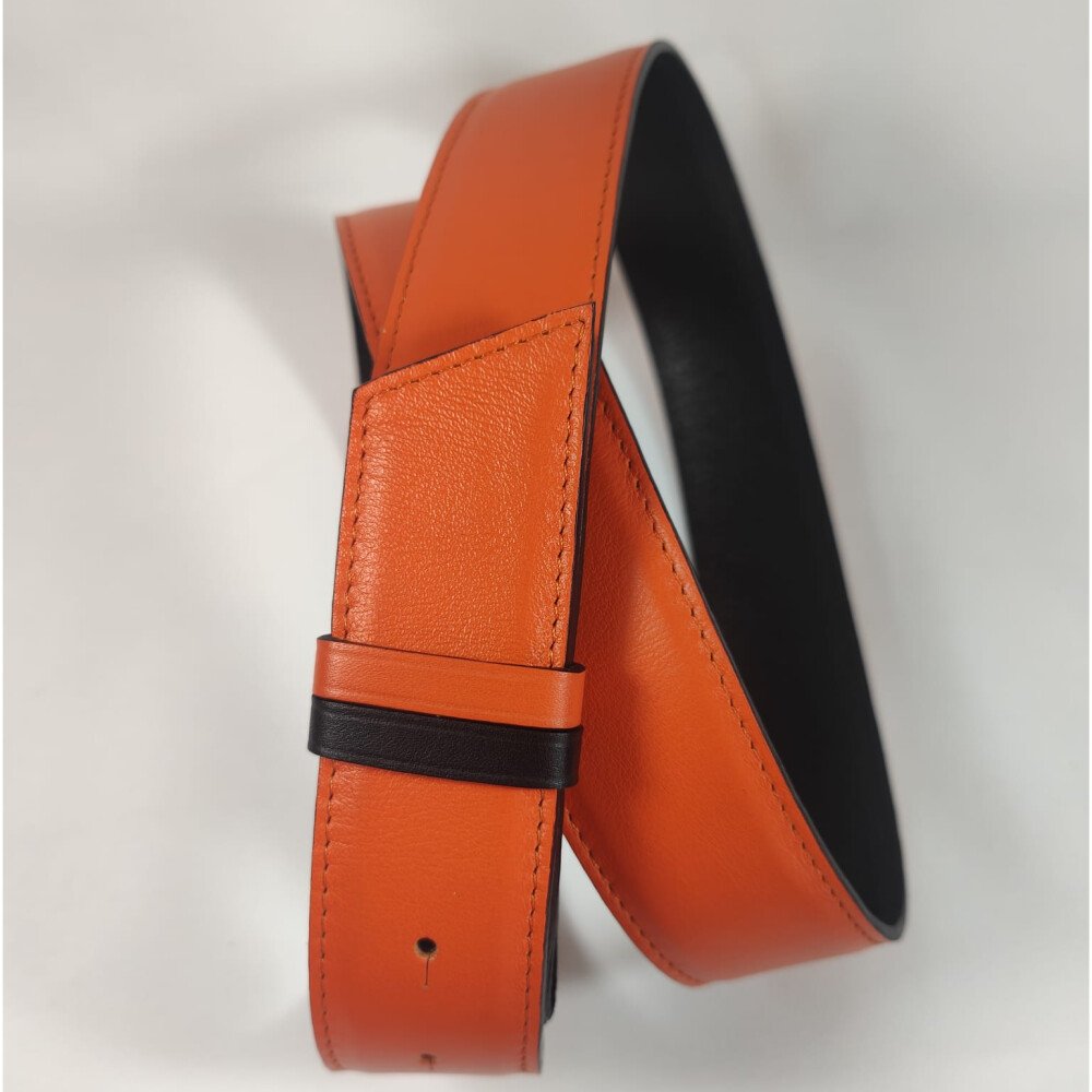 Ceinture reversible femme Orange / Noir