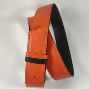 Ceinture reversible femme Orange / Noir