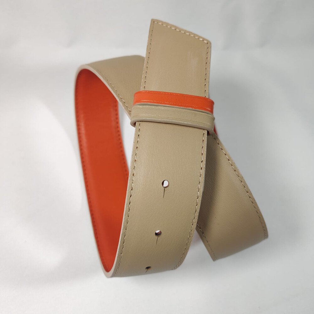 Ceinture reversible femme Orange / Crème