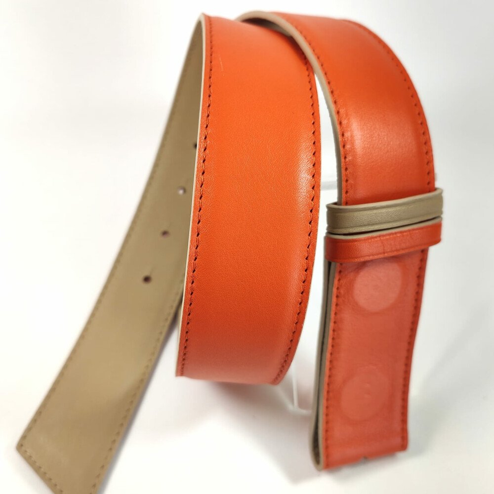 Ceinture reversible femme Orange / Crème
