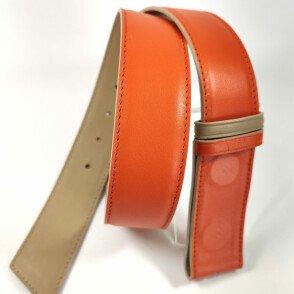 Ceinture reversible femme Orange / Crème
