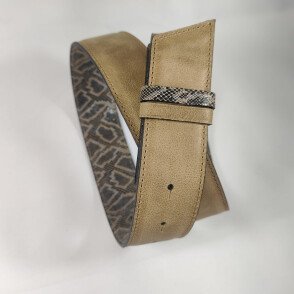 Ceinture reversible femme Tabac / Imprimé lézard stylisé