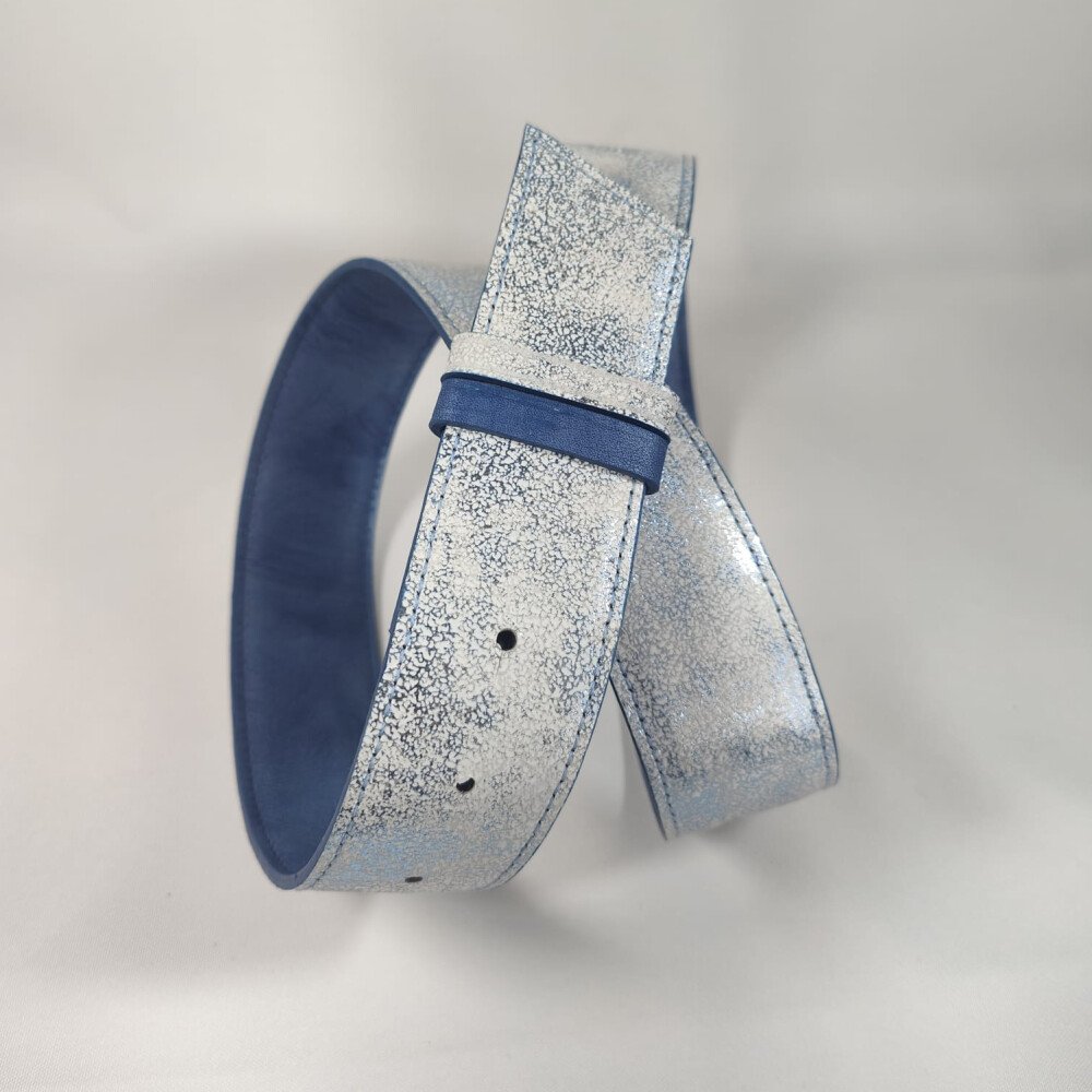 Ceinture reversible femme Bleu / Marbré bleu
