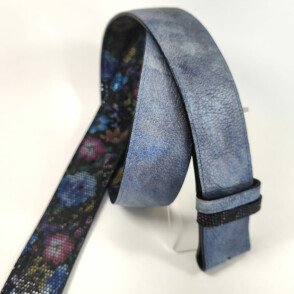 Ceinture reversible femme Jeans nuancé / Fleur