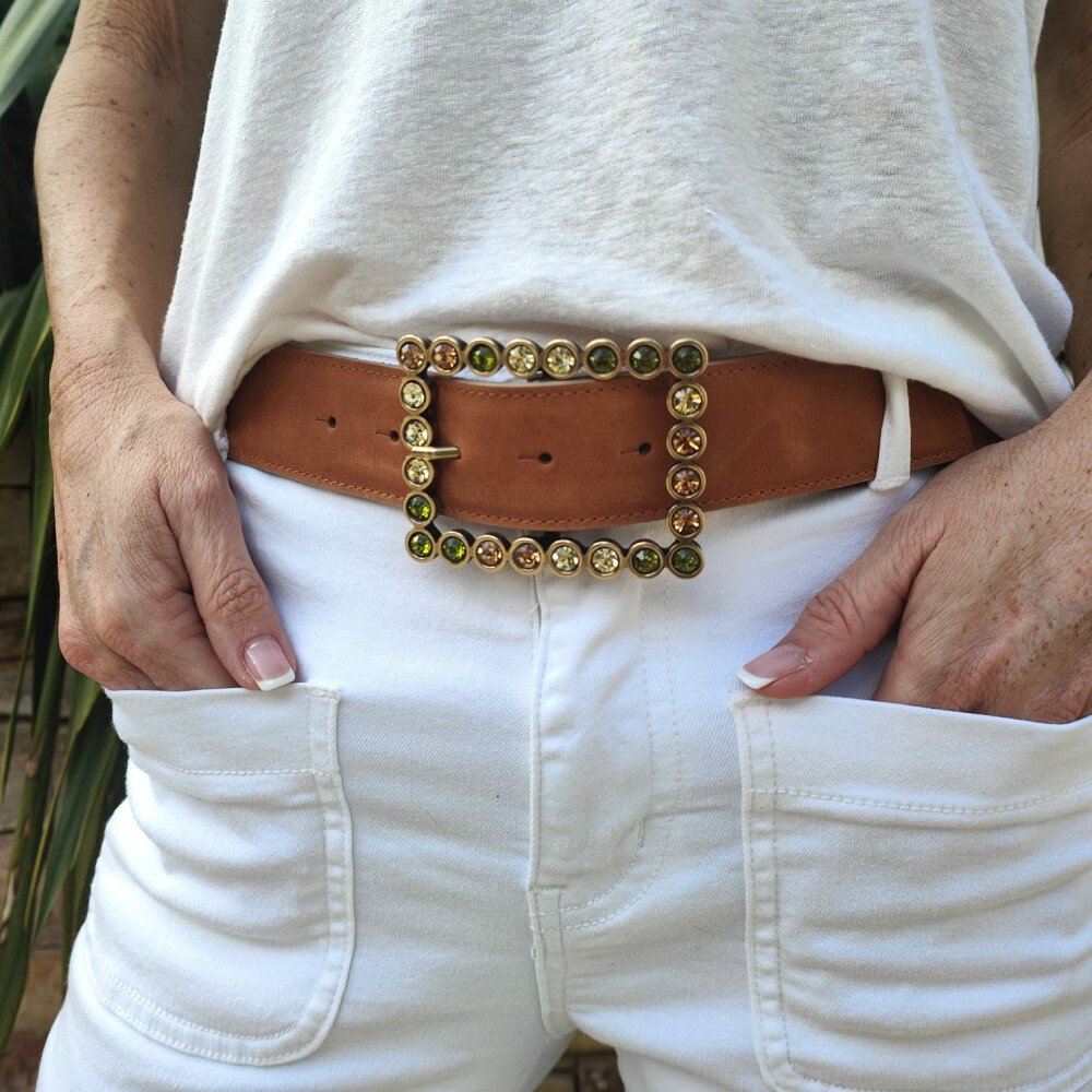 Ceinture reversible femme Fauve / Doré