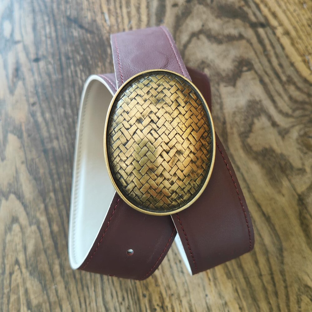 Ceinture Reversible femme Craie / Aubergine