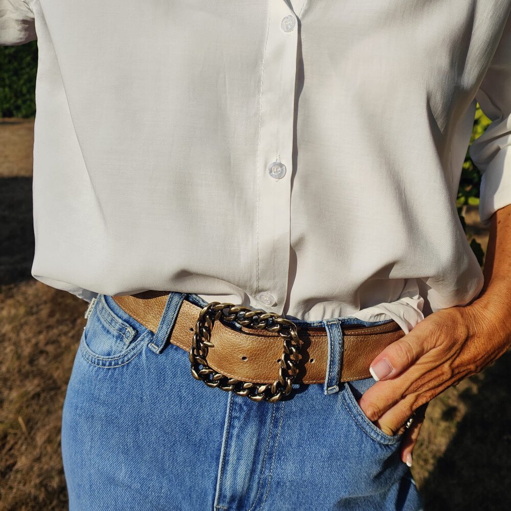 Ceinture reversible Femme Beige nuancé / Cappuccino