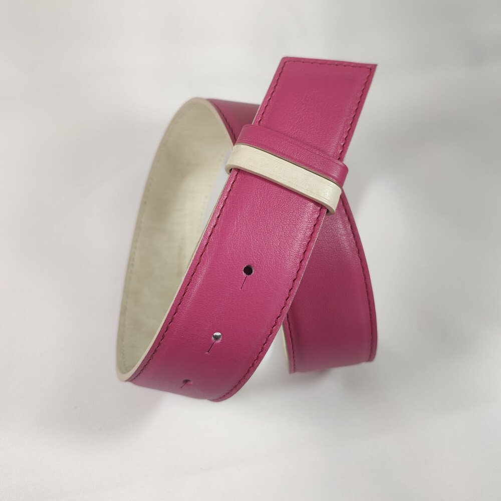 Ceinture reversible femme Fuchsia / Perle satiné