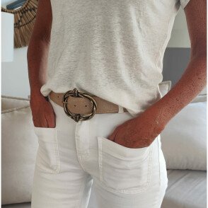 Ceinture reversible femme Fuchsia / Or paillette