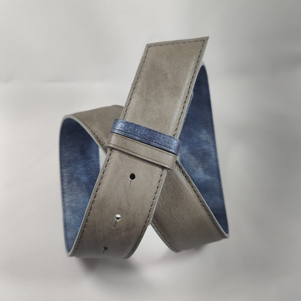 Ceinture reversible femme Jean nuancé / Gris satiné