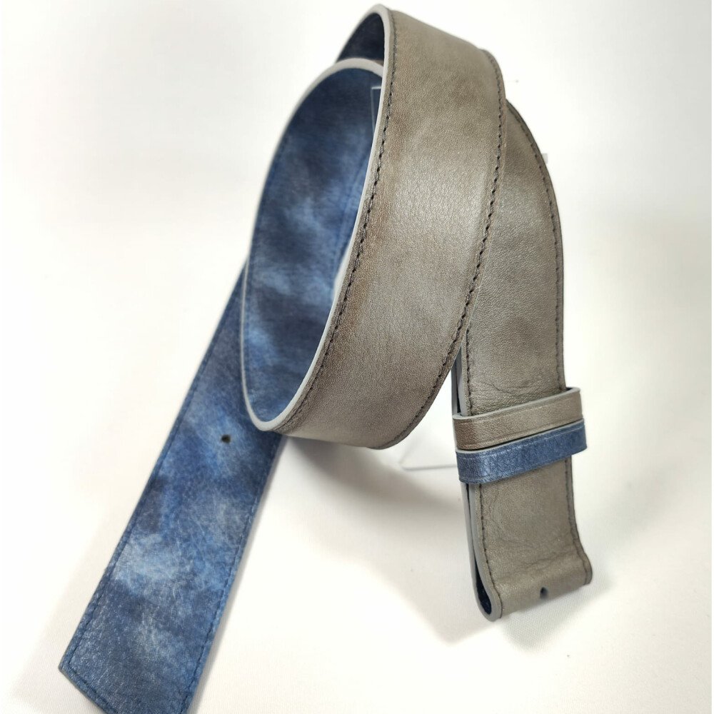 Ceinture reversible femme Jean nuancé / Gris satiné