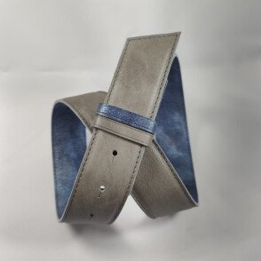 Ceinture reversible femme Jean nuancé / Gris satiné