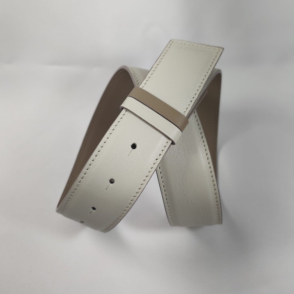 Ceinture reversible Taupe / Ivoire