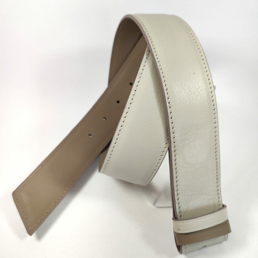 Ceinture reversible Taupe / Ivoire