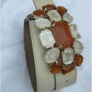 Ceinture reversible Taupe / Ivoire