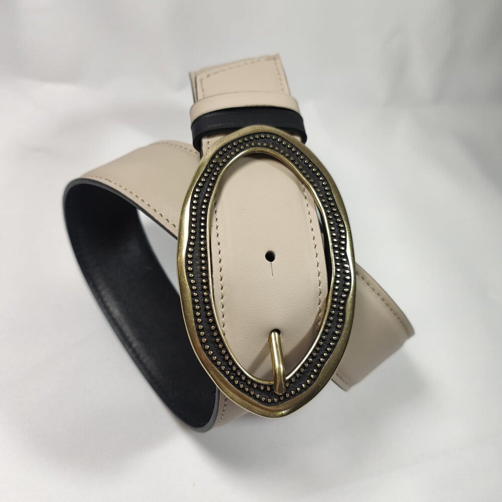Ceinture reversible femme Craie / Noir