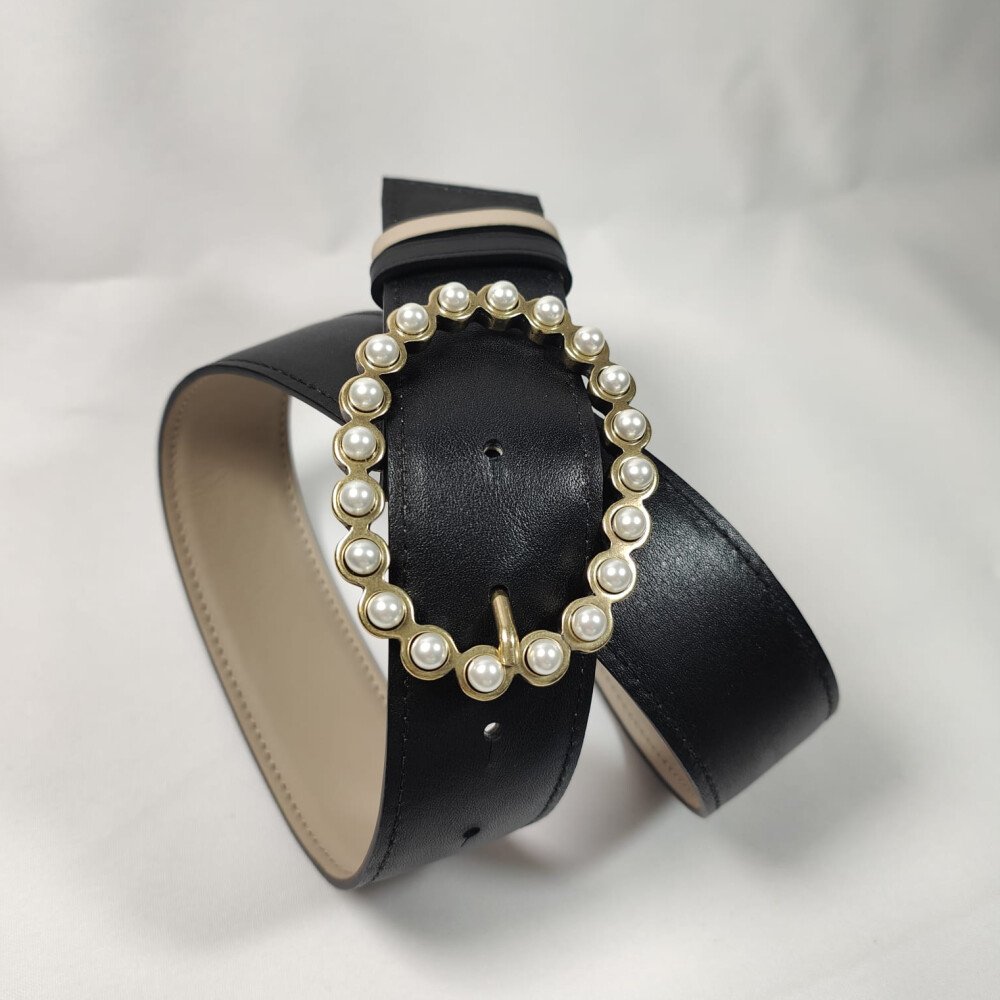 Ceinture reversible femme Craie / Noir