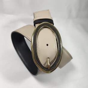 Ceinture reversible femme Craie / Noir