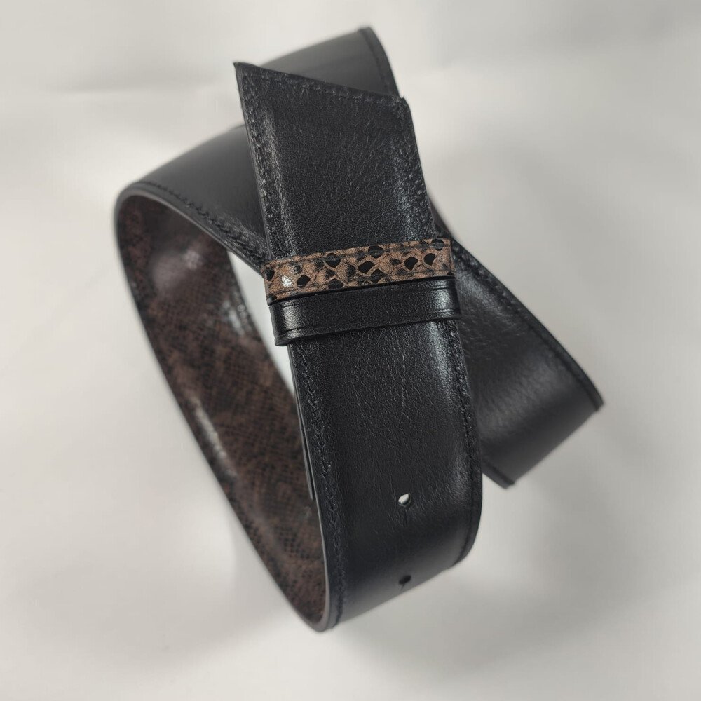 Ceinture reversible femme Serpent marron / Noir