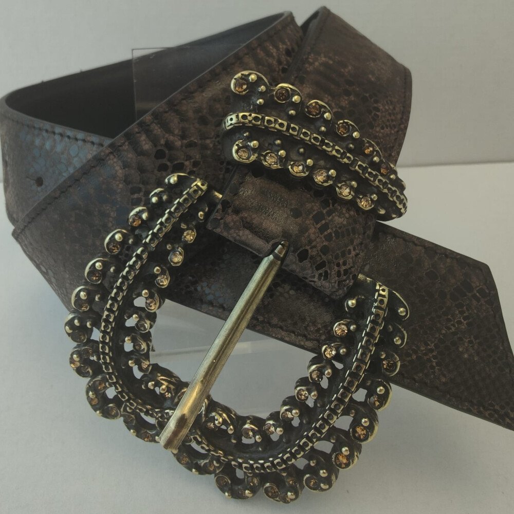 Ceinture reversible femme Serpent marron / Noir