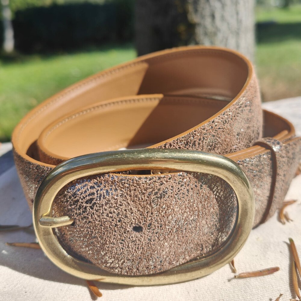 Ceinture reversible femme Camel / Camel brillant