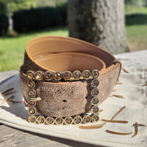 Ceinture reversible femme Camel / Camel brillant