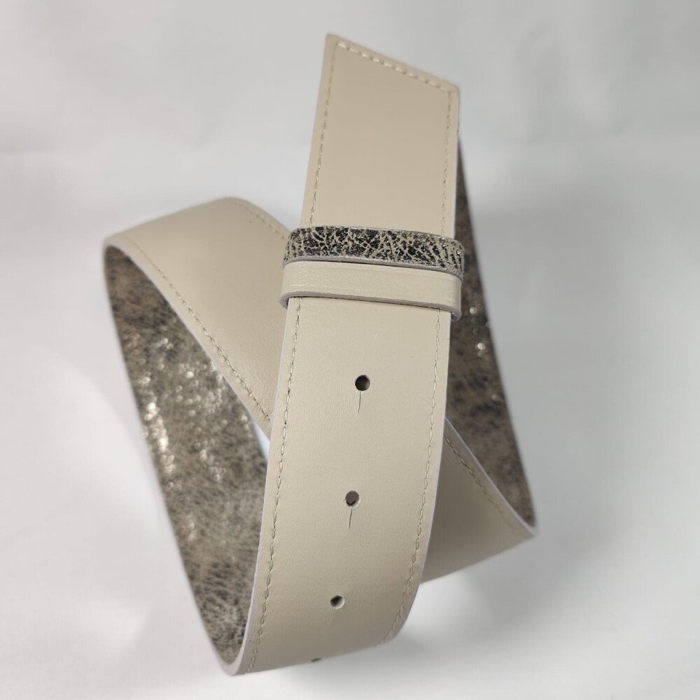 Ceinture reversible femme Ivoire / ivoire irisé