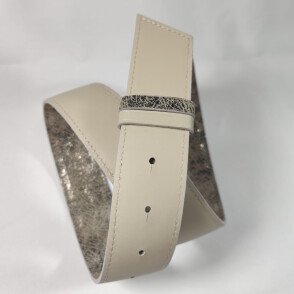 Ceinture reversible femme Ivoire / ivoire irisé