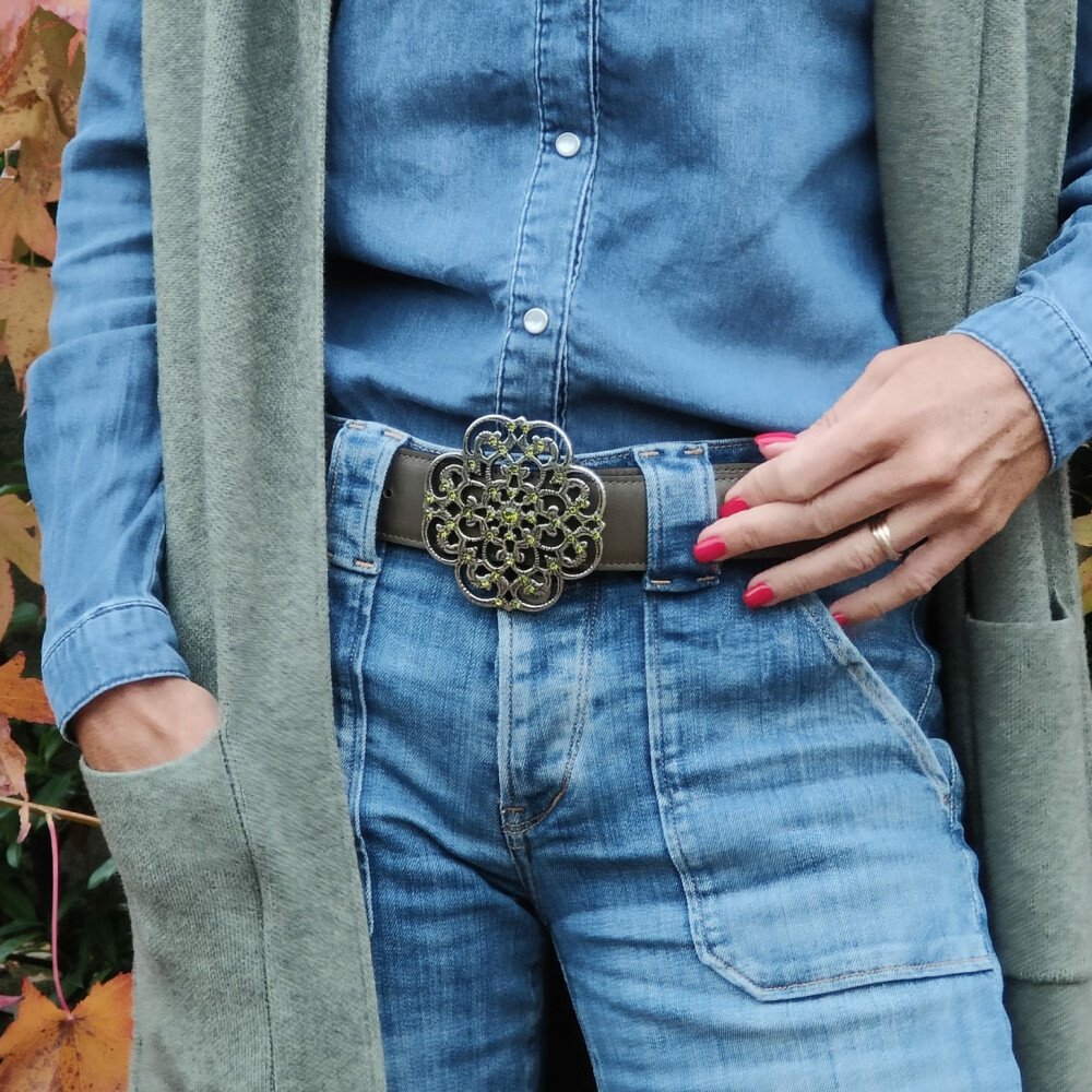 Boucle Uzès argenté / Vert