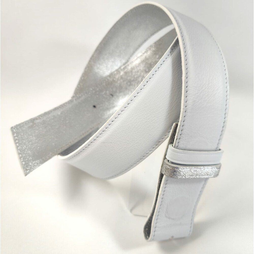 Ceinture reversible femme Argent / Blanc