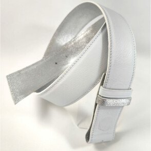 Ceinture reversible femme Argent / Blanc