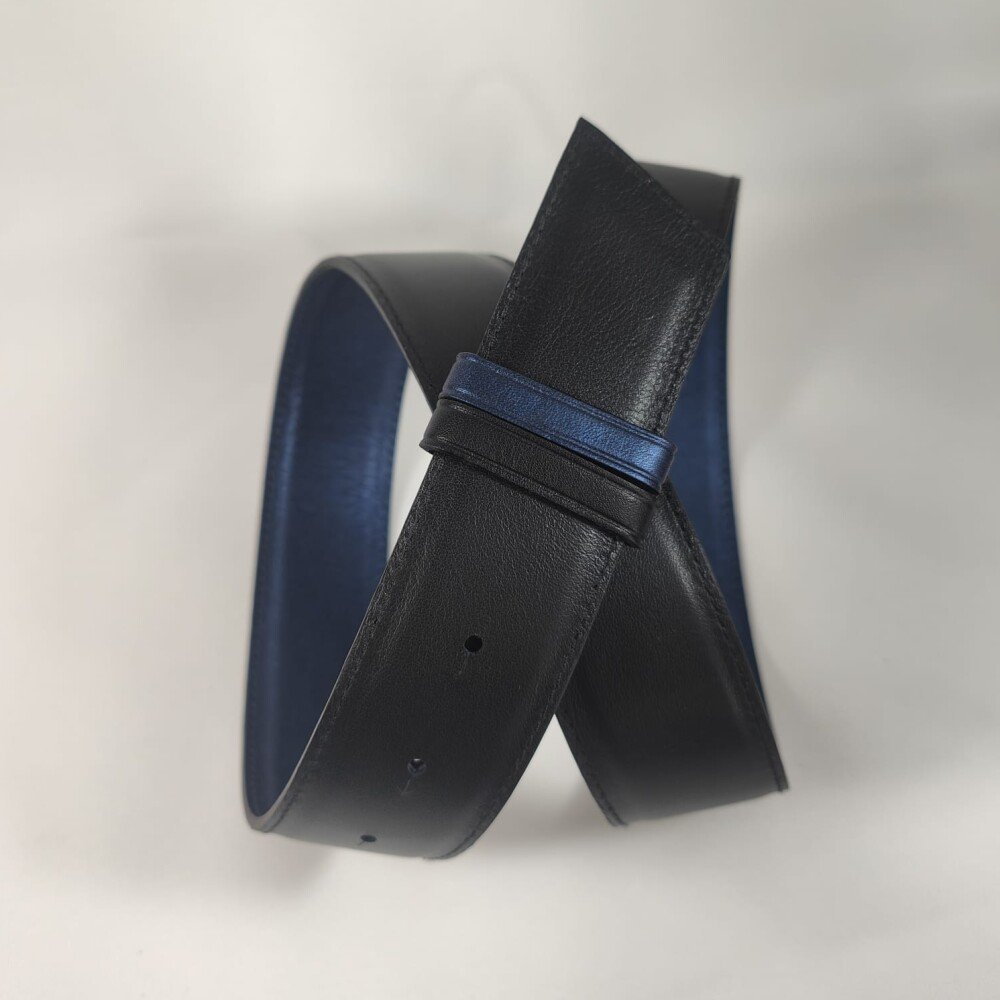 Ceinture reversible femme Bleu irisé / Noir