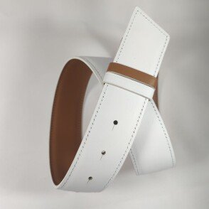 Ceinture reversible femme Camel / Blanc