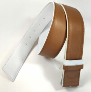 Ceinture reversible femme Camel / Blanc