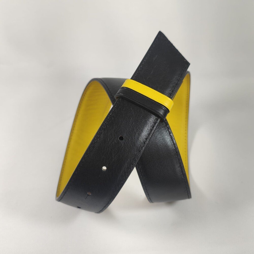 Ceinture reversible femme Jaune / Noir