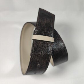 Ceinture reversible femme Craie / Grainé chocolat