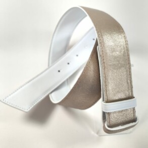 Ceinture reversible femme Dorée / Blanc
