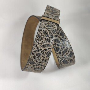 Ceinture reversible femme Tabac / Imprimé lézard stylisé