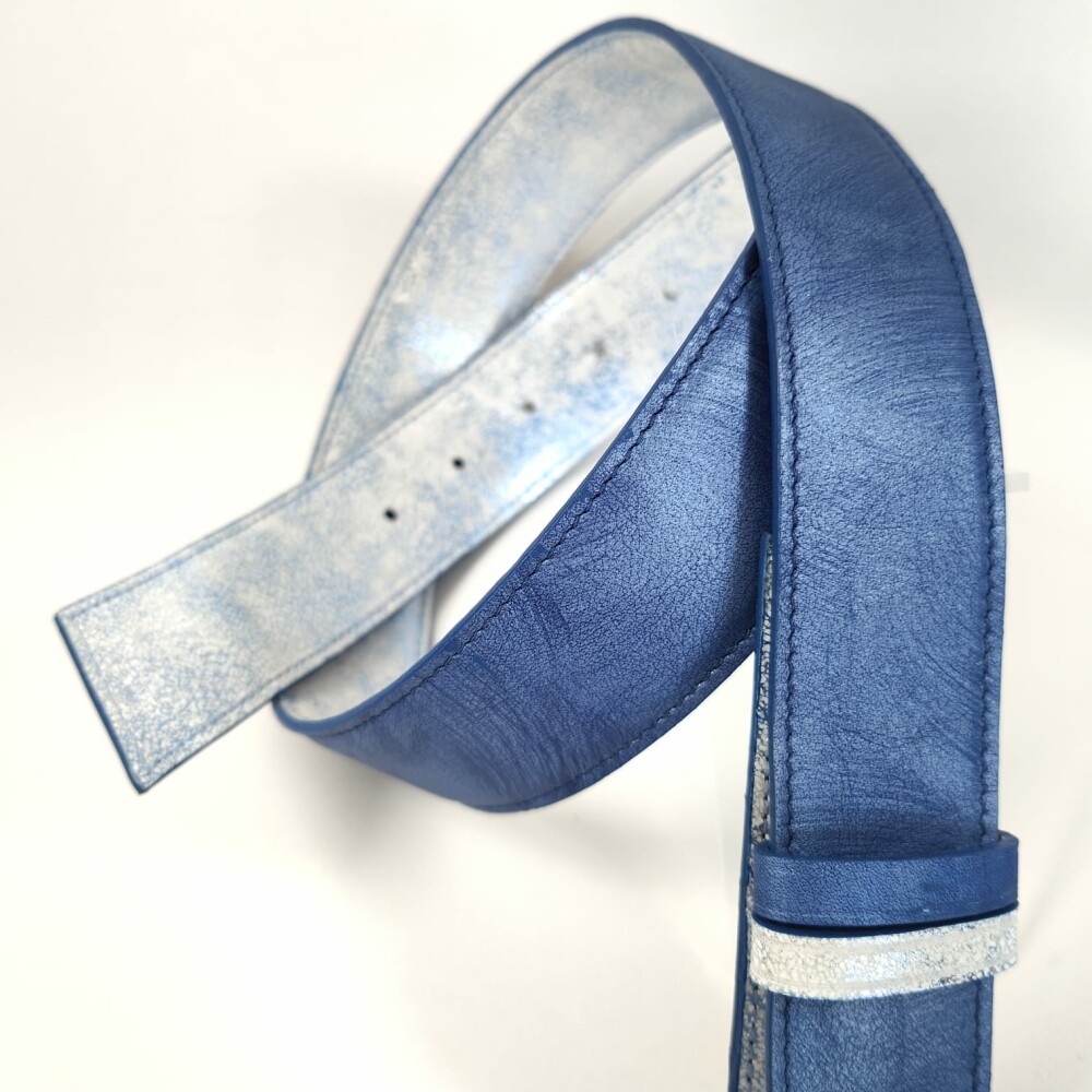 Ceinture reversible femme Bleu / Marbré bleu