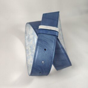 Ceinture reversible femme Bleu / Marbré bleu