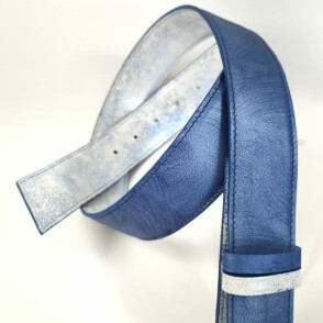 Ceinture reversible femme Bleu / Marbré bleu