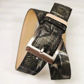 Ceinture reversible femme Motif "Scottish" / Crème