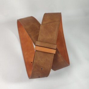 Ceinture reversible femme Fauve / Orange patiné