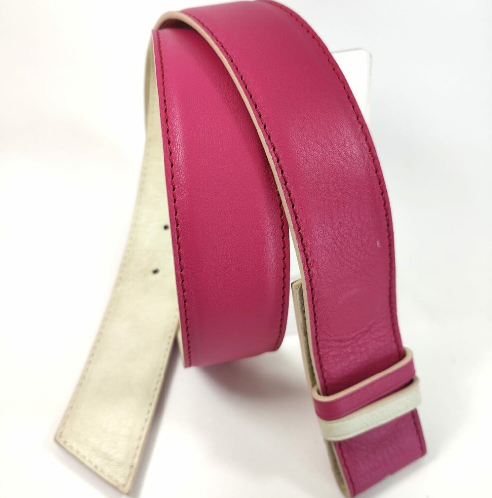 Ceinture reversible femme Fuchsia / Perle satiné