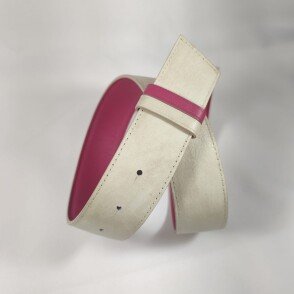 Ceinture reversible femme Fuchsia / Perle satiné