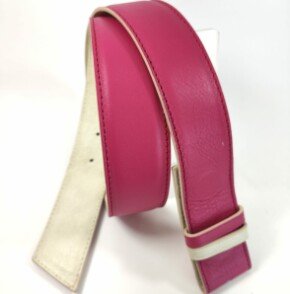 Ceinture reversible femme Fuchsia / Perle satiné