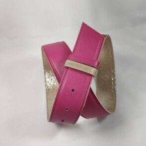 Ceinture reversible femme Fuchsia / Or paillette