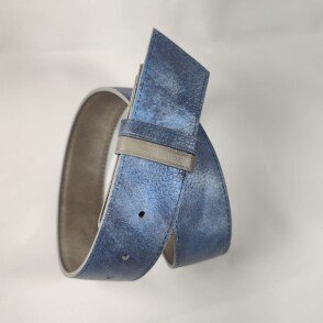 Ceinture reversible femme Jean nuancé / Gris satiné